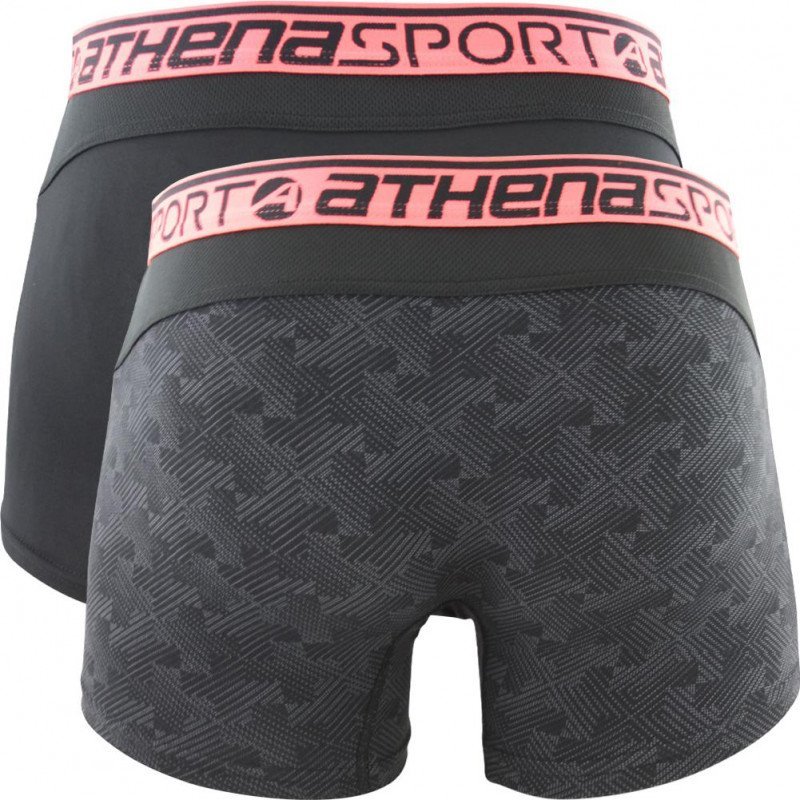 ATHENA Lot de 2 Boxers Homme Microfibre RUNNING Noir Rouge