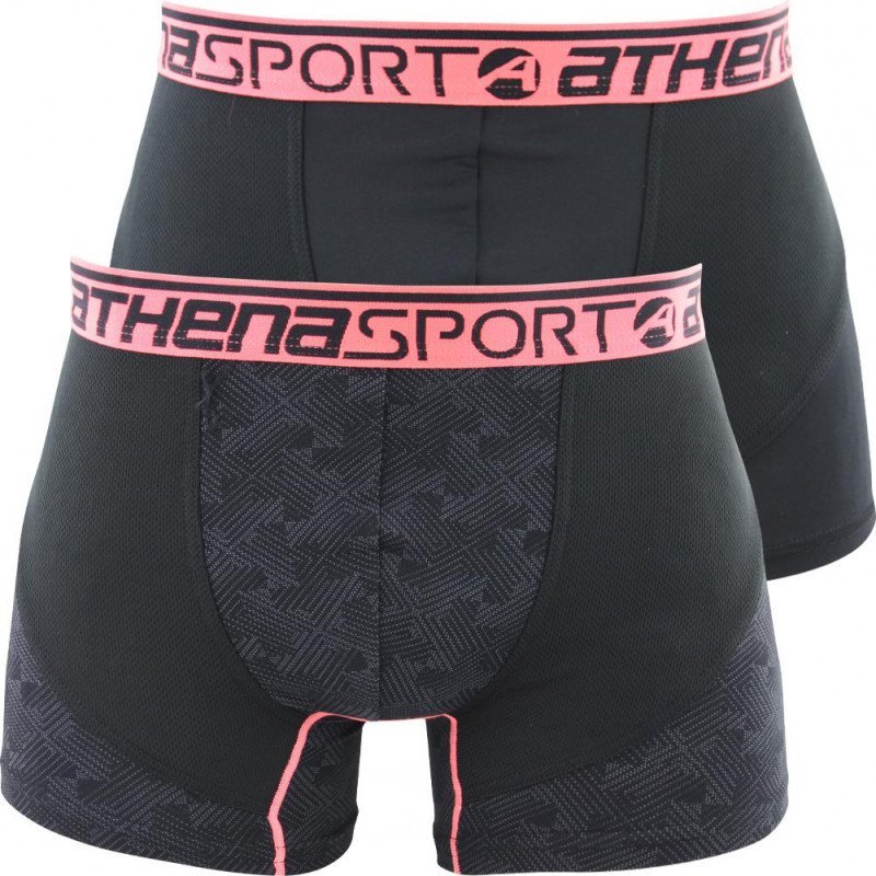 ATHENA Lot de 2 Boxers Homme Microfibre RUNNING Noir Rouge