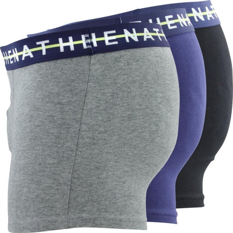 ATHENA Lot de 3 Boxers Homme Coton EASY CHIC Indigo Gris chiné Noir