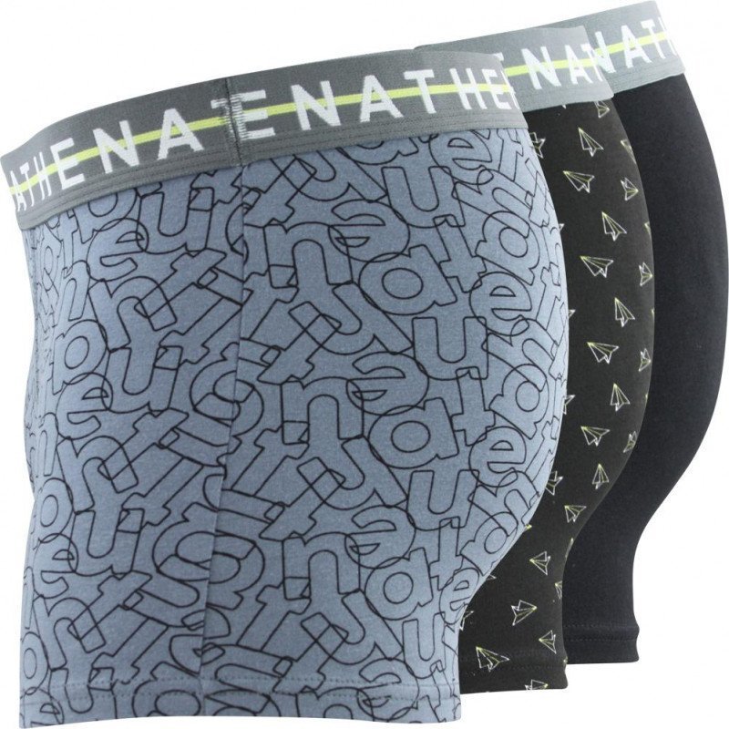 ATHENA Lot de 3 Boxers Homme Coton EASY CHIC Imprimé lettres Imprimé air plane Noir