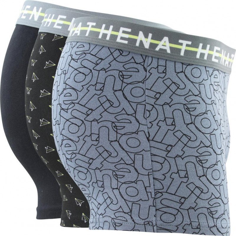ATHENA Lot de 3 Boxers Homme Coton EASY CHIC Imprimé lettres Imprimé air plane Noir