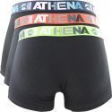 ATHENA Lot de 3 Boxers Homme Coton ENDURANCE3 Noir Noir Noir