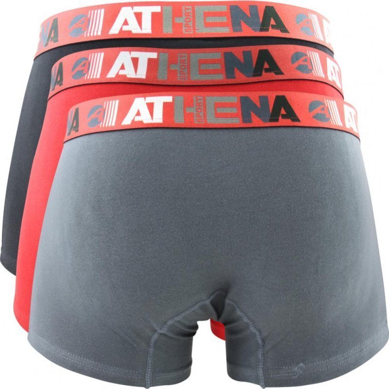 ATHENA Lot de 3 Boxers Homme Coton ENDURANCE3 Rouge Poivre Noir