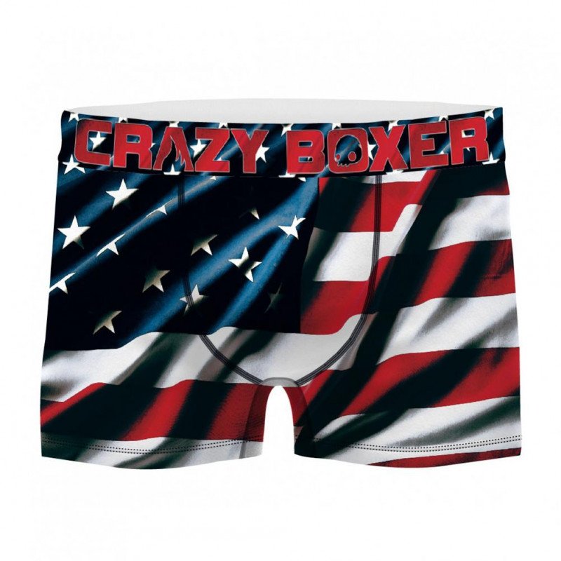 CRAZYBOXER Boxer Homme Microfibre BM4ASS37 FLAG Bleu Rouge