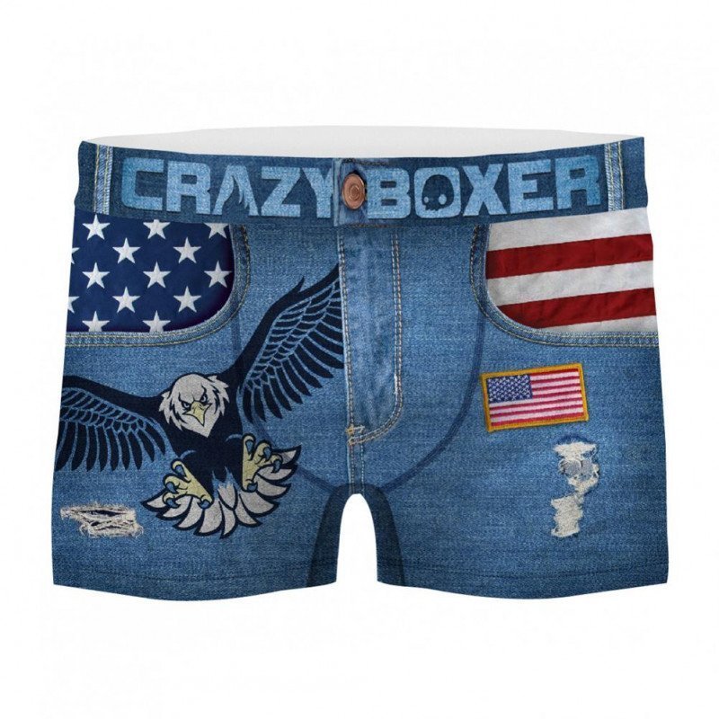 CRAZYBOXER Boxer Homme Microfibre JEAN Bleu