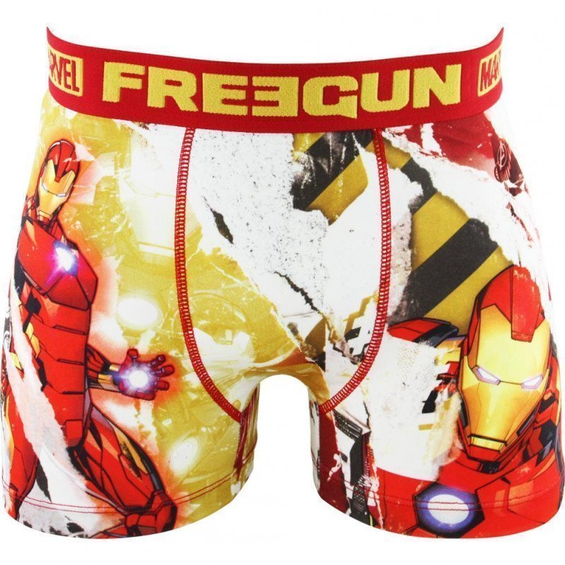 FREEGUN Boxer Homme Microfibre IRO Rouge Jaune MARVEL