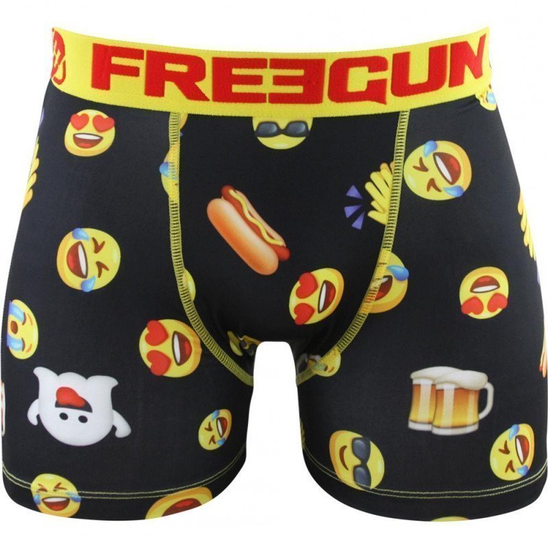 FREEGUN Boxer Homme Microfibre YTP Noir Jaune PREMIUM