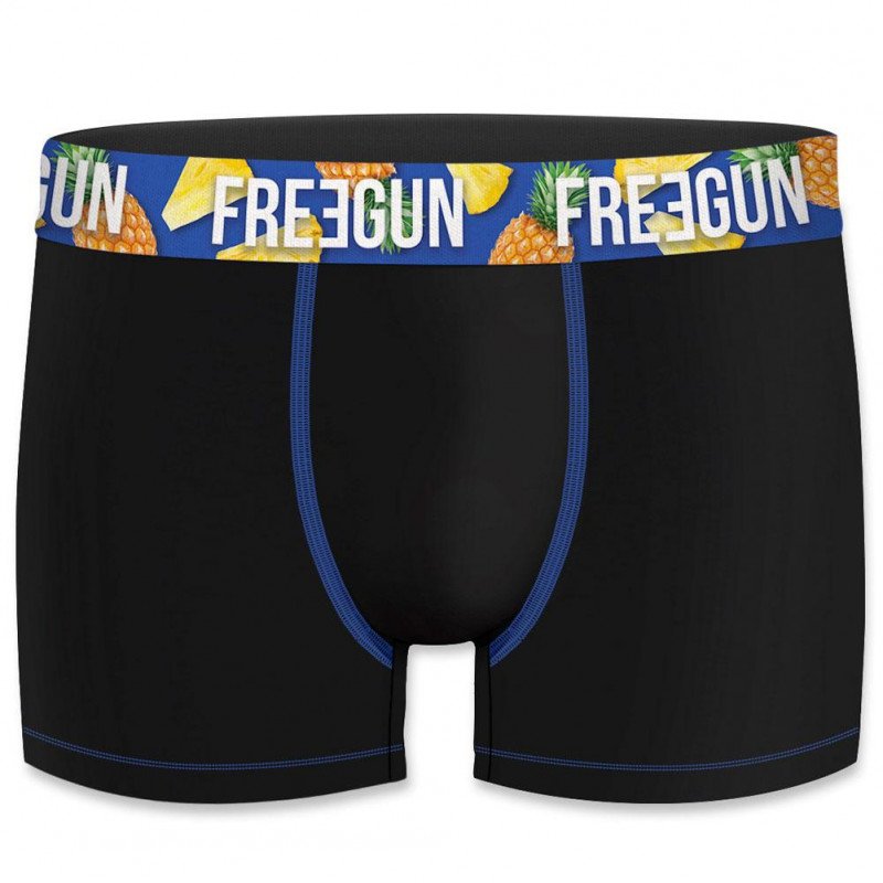 FREEGUN Boxer Homme Coton bio CEINTASS1 CEANANAS Noir Bleu