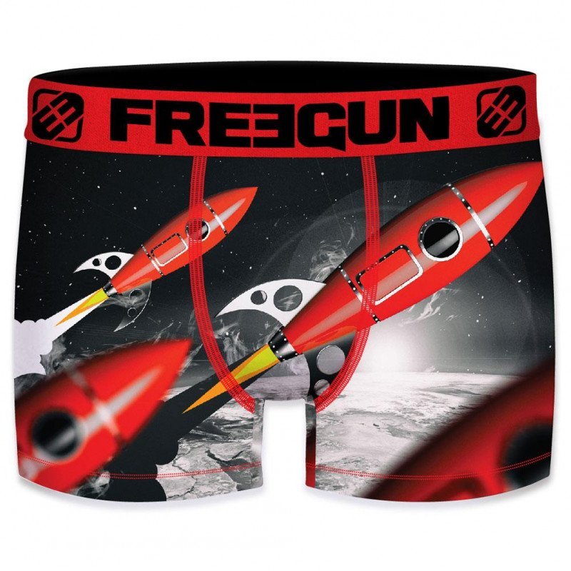 FREEGUN Boxer Homme Microfibre FUS Noir Rouge PREMIUM