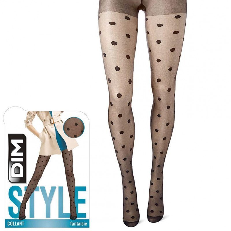 DIM Collant Femme STYLE FANTAISIE Big Dots Noir 19D