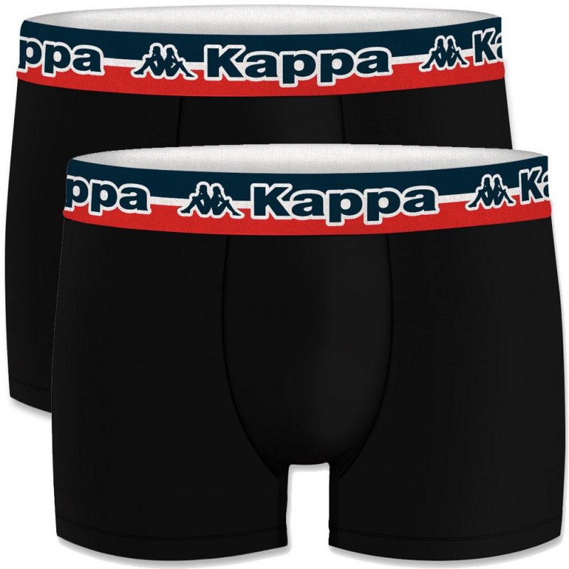 KAPPA Lot de 2 Boxers Homme Coton BCX2TRIAS2 Noir Noir