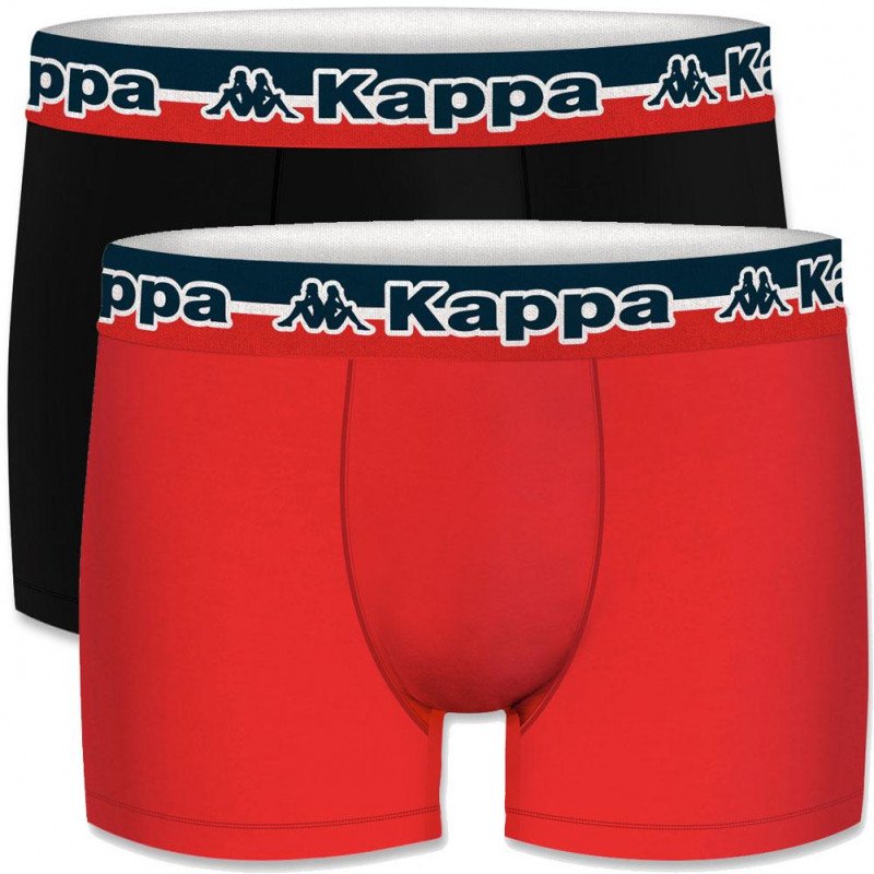 KAPPA Lot de 2 Boxers Homme Coton BCX2TRIAS2 Rouge Noir