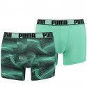 PUMA Lot de 2 Boxers Homme Microfibre ACTIVE PRINT Mint Noir