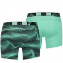 PUMA Lot de 2 Boxers Homme Microfibre ACTIVE PRINT Mint Noir