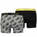 PUMA Lot de 2 Boxers Homme Coton LOGOAOP Gris Noir