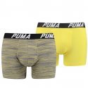 PUMA Lot de 2 Boxers Homme Coton SPACEDDYE Jaune Gris