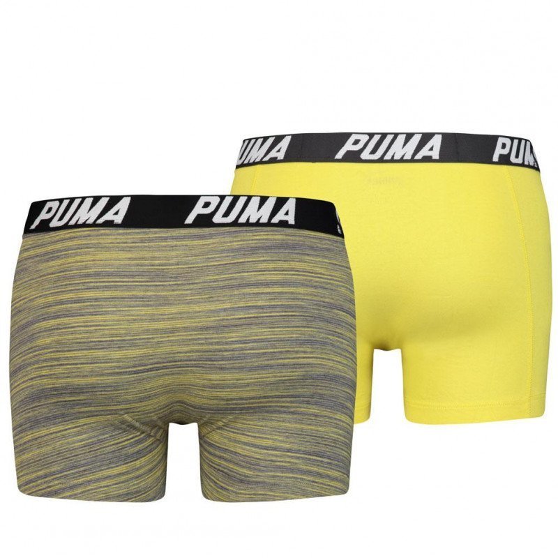 PUMA Lot de 2 Boxers Homme Coton SPACEDDYE Jaune Gris