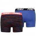 PUMA Lot de 2 Boxers Homme Coton SPACEDDYE Bleu Orange