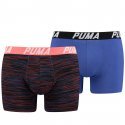 PUMA Lot de 2 Boxers Homme Coton SPACEDDYE Bleu Orange