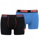 PUMA Lot de 2 Boxers Homme Coton BOLDLOGO Noir Bleu