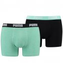 PUMA Lot de 2 Boxers Homme Coton BASIC Noir Mint