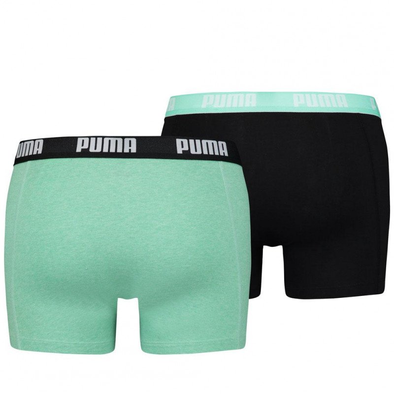 PUMA Lot de 2 Boxers Homme Coton BASIC Noir Mint