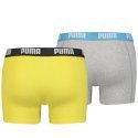 PUMA Lot de 2 Boxers Homme Coton BASIC Jaune Gris