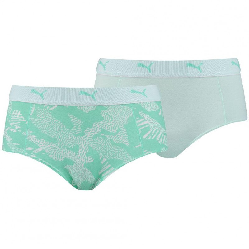 PUMA Lot de 2 Boxers Femme Coton AOP Mint