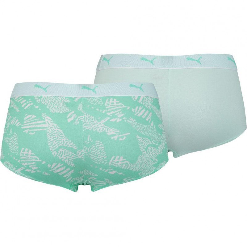 PUMA Lot de 2 Boxers Femme Coton AOP Mint