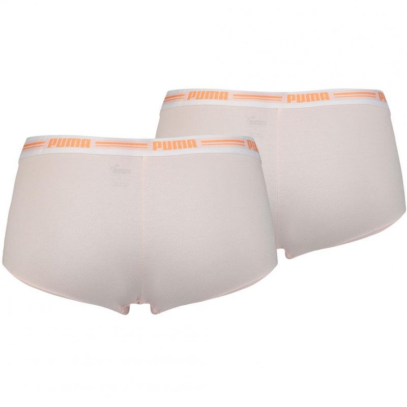 PUMA Lot de 2 Boxers Femme Coton ICONIC Light Pink Blanc