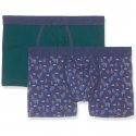 DIM Lot de 2 Boxers Homme Coton MIXANDFANCY Vert pacifique Imprimé foret