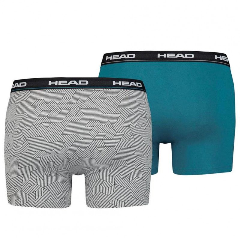 LOT DE 2 Boxer Sous-vêtements Homme HEXATRIAGLE Gris et Turquoise