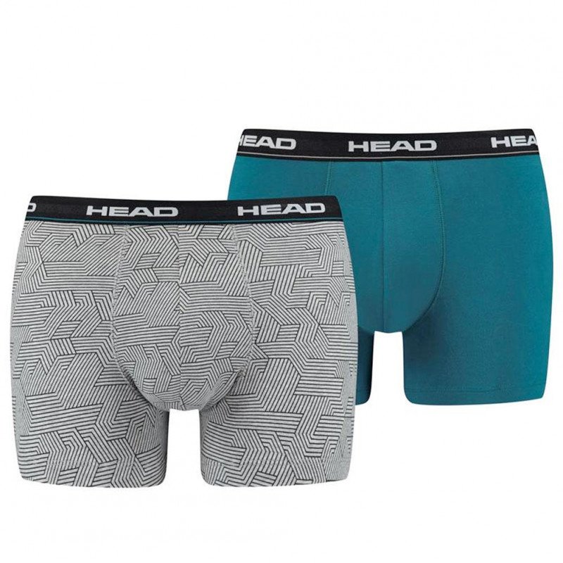 LOT DE 2 Boxer Sous-vêtements Homme HEXATRIAGLE Gris et Turquoise
