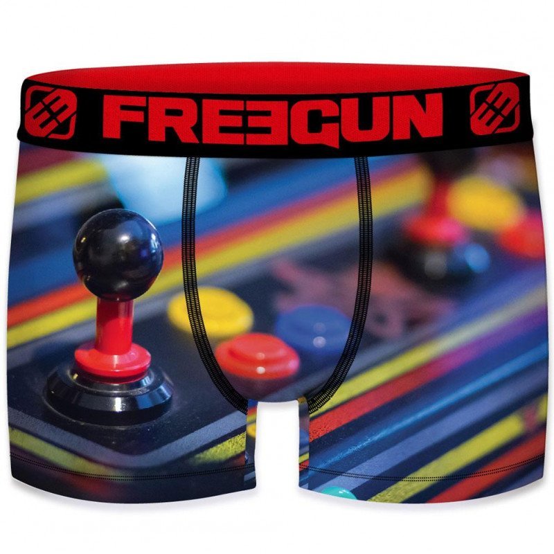 FREEGUN Boxer Homme Microfibre JOY Noir Rouge PREMIUM