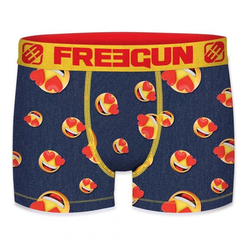 FREEGUN Boxer Garçon Microfibre LUV Marine Jaune PREMIUM