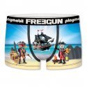 FREEGUN Boxer Garçon Microfibre PIRATES Bleu Noir PLAYMOBIL