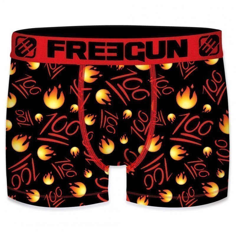 FREEGUN Boxer Garçon Microfibre 100 Noir Rouge PREMIUM