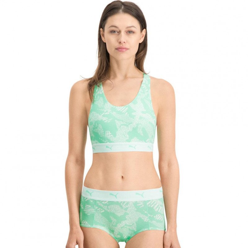 PUMA Lot de 2 Boxers Femme Coton AOP Mint