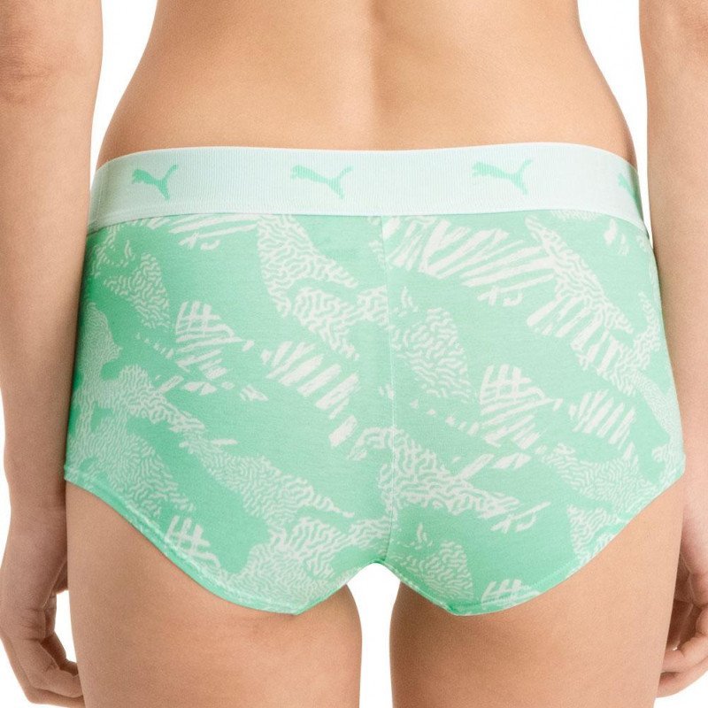 PUMA Lot de 2 Boxers Femme Coton AOP Mint