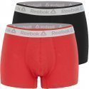 REEBOK Lot de 2 Boxers Homme Coton COLORX2 Noir Rouge