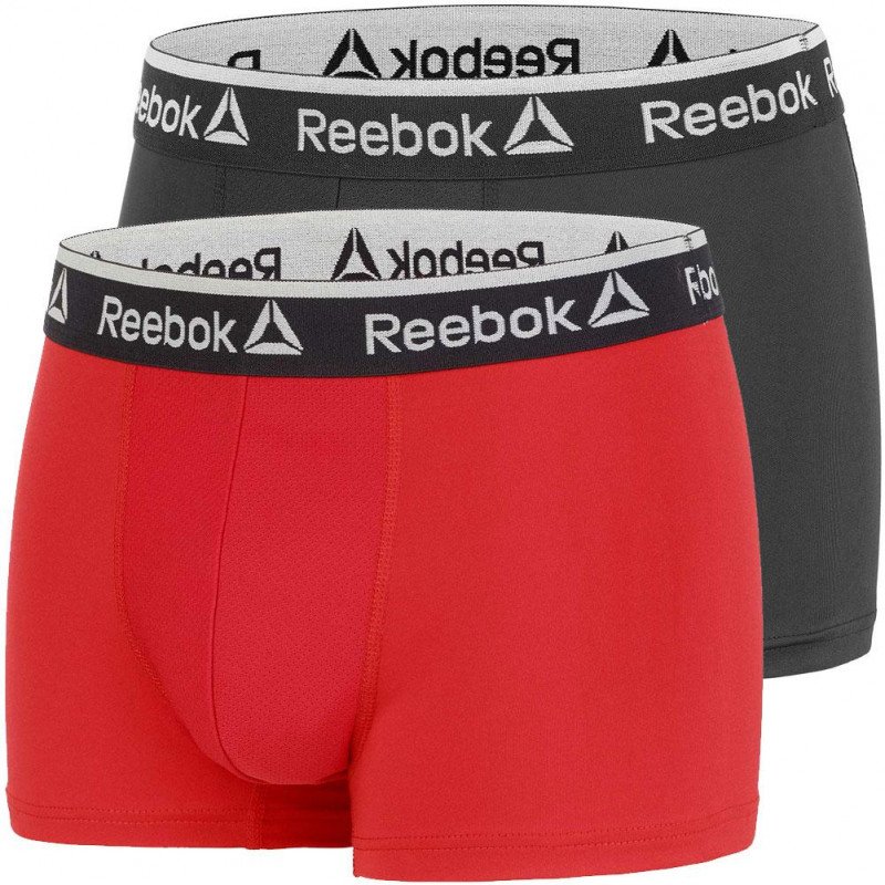 REEBOK Lot de 2 Boxers Homme Microfibre PERFX2 Noir Rouge