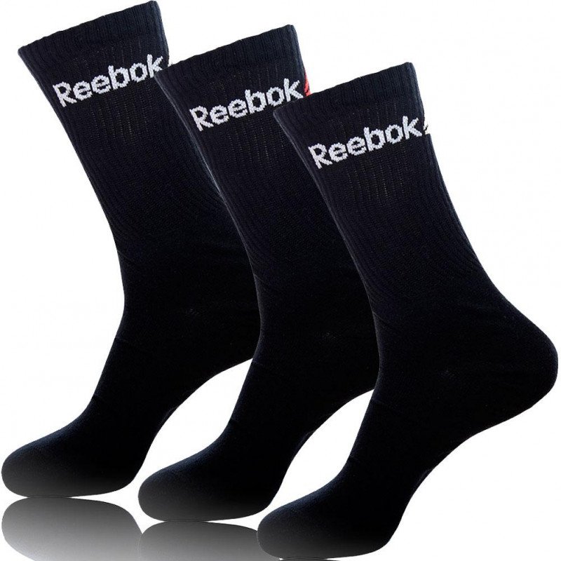 REEBOK Lot de 3 paires de Chaussettes Homme Coton TRAINING Noir