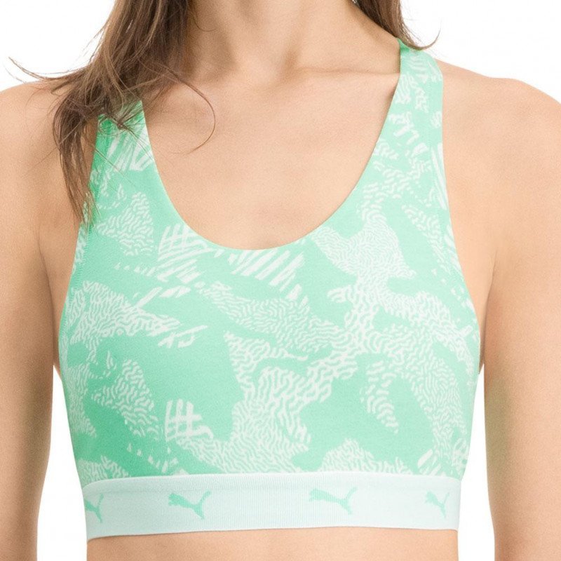 PUMA Brassière Femme Coton AOP Mint