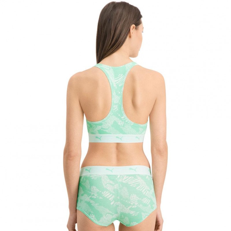 PUMA Brassière Femme Coton AOP Mint