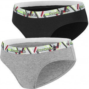 REEBOK Lot de 2 Shortys Femme Coton CONTRA Gris Noir