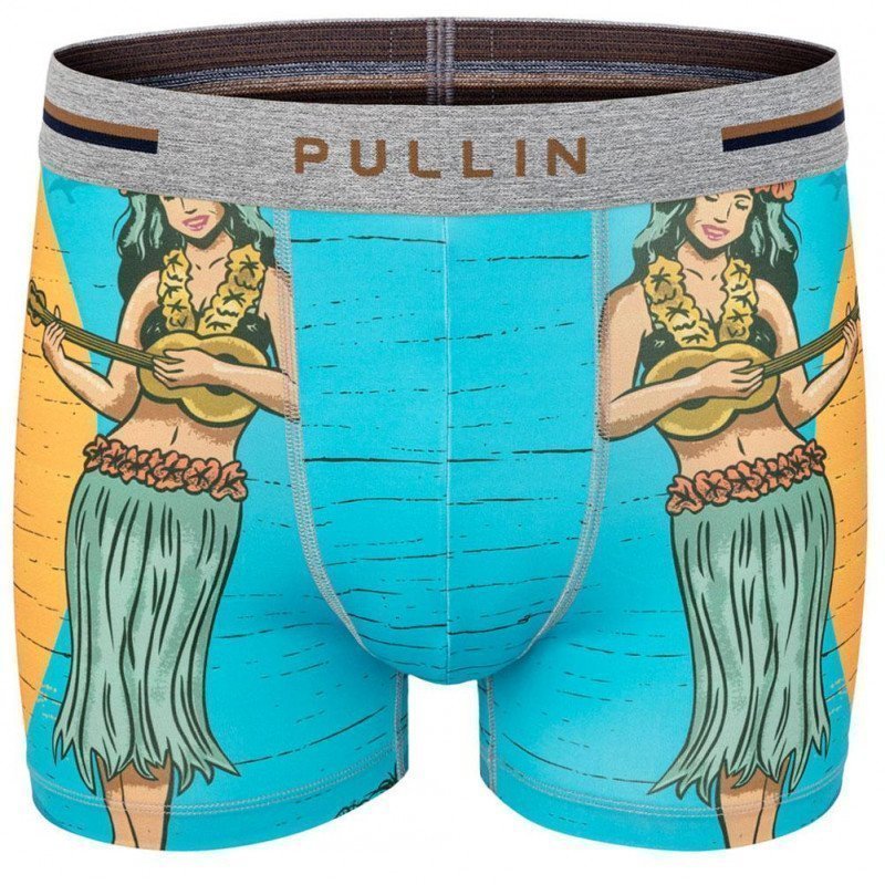 PULL IN Boxer Homme Microfibre HAWAIIVAHINE Bleu Jaune