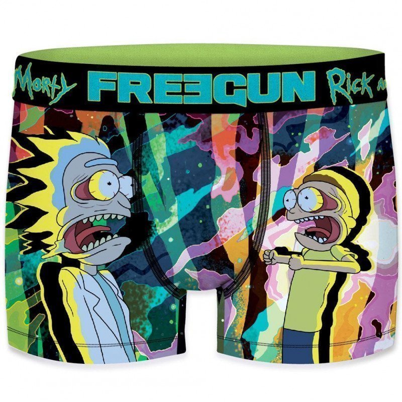 FREEGUN Boxer Homme Microfibre AFR Noir Multicolore RICK ET MORTY