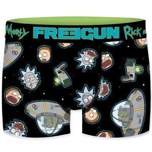 FREEGUN Boxer Homme Microfibre DIC Noir Gris RICK ET MORTY