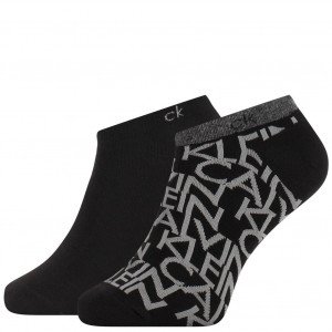 CALVIN KLEIN 2 paires Socquettes Homme MicroCoton CALVIN Noir