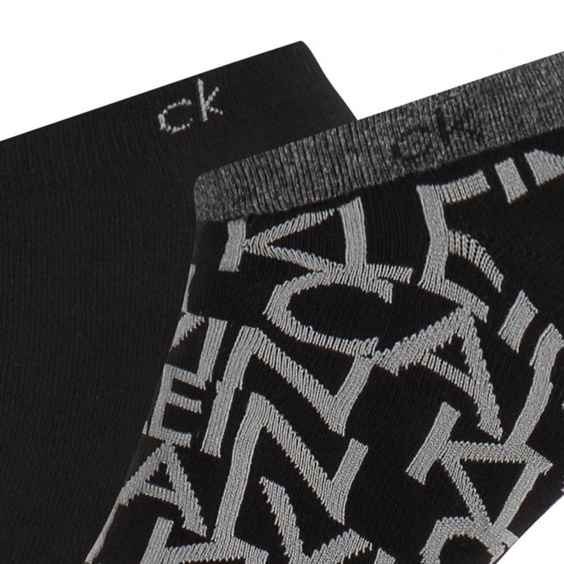 CALVIN KLEIN 2 paires Socquettes Homme MicroCoton CALVIN Noir